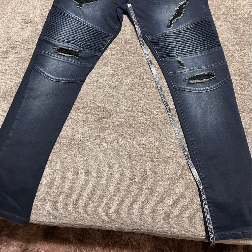 Guess Men's Dark Blue Distressed Skinny Jeans 38x32 - Picture 4 of 4